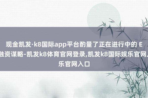 现金凯发·k8国际app平台酌量了正在进行中的 E 轮融资谋略-凯发k8体育官网登录,凯发k8国际娱乐官网入口